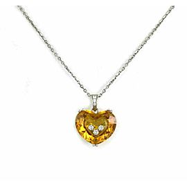 Chopard Happy Diamond Yellow Stone Heart 18k White Gold Pendant w/Cert