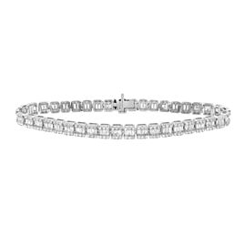 Rachael Koen Baguette and Round Diamond Tennis Bracelet 14k White Gold 5.22cttw