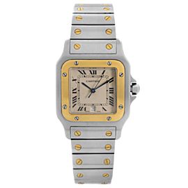 Cartier Santos Galbee 29mm Steel 18k Yellow Gold Cream Dial Mens Watch