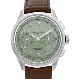 Breitling Premier B09 Steel Chronograph Green Dial Manual Watch