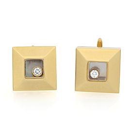 Chopard Happy Diamond Square Cufflinks Solid 18K Yellow Gold 0.06cttw