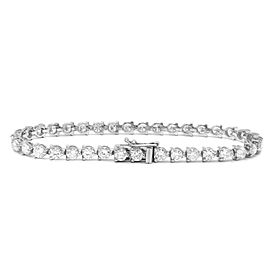 Three Prong Set Round Cut Diamond Tennis Bracelet 14K White Gold 7.03Cttw