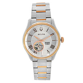 Bulova Wilton Steel Two-Tone Silver Roman Dial Automatic Mens Watch