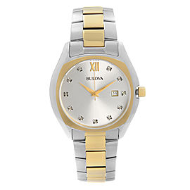 Bulova Classic Two-Tone Steel Silver Diamonds Dial Quartz Mens Watch