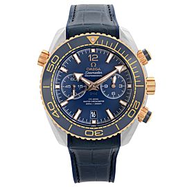 Omega Seamaster Planet Ocean 18k Gold Steel Blue Dial Watch