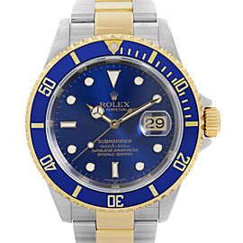 Rolex Submariner 40mm 18k Gold Steel Blue Dial Automatic Men Watch