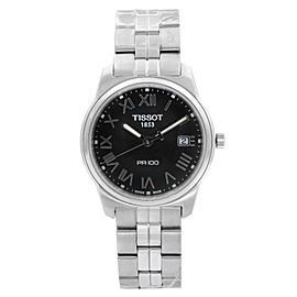 Tissot PR 100 38mm Steel Black Roman Dial Mens Quartz Watch