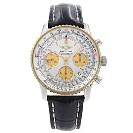 Breitling Navitimer 42mm 18K Gold Steel Silver Dial Mens Watch