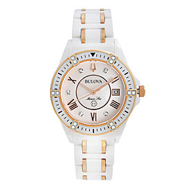 Bulova Marine Star Ceramic Steel Diamonds MOP Dial Quartz Ladies Watch