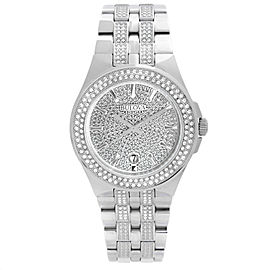 Bulova Phantom 42mm Steel Swarovski Crystals Pave Dial Quartz Mens Watch