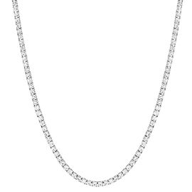 True Round Cut Diamond Tennis Necklace 14K White Gold