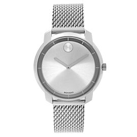 Movado Bold Steel Mesh Bracelet Silver Dial Ladies Quartz Watch