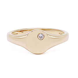 True Diamond Round Signet Ring