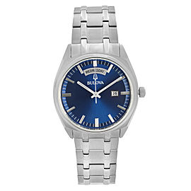 Bulova Classic Day-Date Stainless Steel Blue Dial Quartz Mens Watch