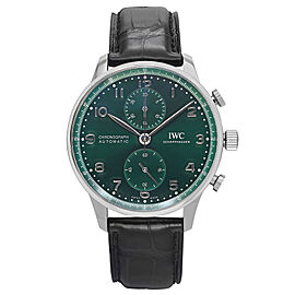 IWC Portugieser 41mm Chronograph Steel Green Dial Automatic Mens Watch