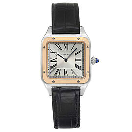 Cartier Santos-Dumont 18k Rose Gold Silver Dial Quartz Men Watch