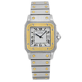 Cartier Santos Galbee 29mm Steel 18k Gold White Dial Mens Automatic Watch