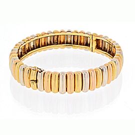 True Vintage Tri Color Fluted Bangle Bracelet 18K Gold