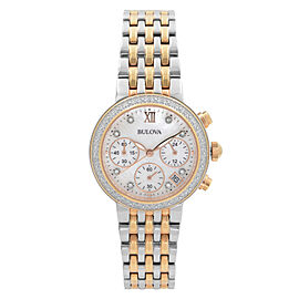 Bulova Maiden Lane Chronograph Steel MOP Diamond Dial Ladies Quartz Watch