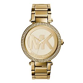 Michael Kors Parker 39mm Gold Tone Steel Crystals Ladies Quartz Watch