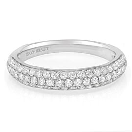 True Three Row Pave Diamond Wedding Band 18K White Gold 0.65cttw Size 7