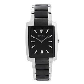 Bulova Dress Two-Tone Steel Black Dial Qurtz Mens Watch