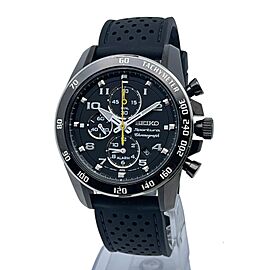 Seiko Sportura Steel 42mm Chronograph Black Dial Quartz Mens Watch