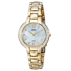 Seiko Solar Steel Diamond 29mm Mother of Pearl Dial Quartz Ladies Watch