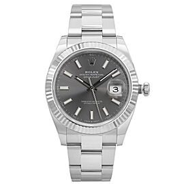 Rolex Datejust Steel 18K White Gold Rhodium Index Dial Mens Watch