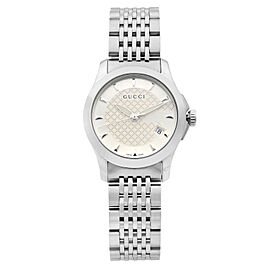 Gucci G-Timeless Steel Silver Checkered Dial Quartz Ladies Watch