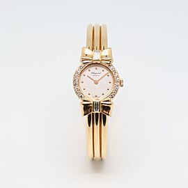 Chopard 18K Yellow Gold White Dial Diamond Ladies Quartz Watch