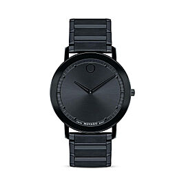 Movado Modern Classic 40mm Steel Black Dial Quartz Mens Watch