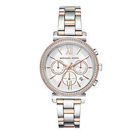 Michael Kors Sofie 39mm Two Tone Steel Silver Dial Ladies Quartz Watch MK6558