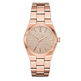 Michael Kors Channing 36mm PVD Steel Grain Pave Dial Ladies Quartz Watch