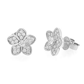 True Pave Set Round Cut Diamond Flower Stud Earrings