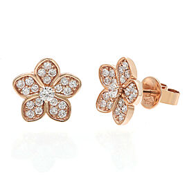 Rachel Koen Pave Set Round Cut Diamond Flower Stud Earrings