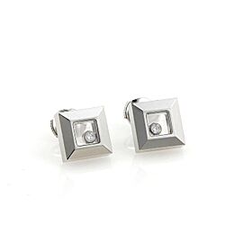 Chopard Happy Diamond 18k White Gold Square Stud Earrings