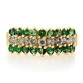 True 0.75Cts Green Emerald & 0.45Cts Diamond Cocktail Ring