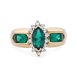 True Synthetic Green Emerald Diamond Ladies Ring