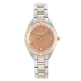 Bulova Classic Sutton Diamonds Steel Bronze MOP Dial Quartz Ladies Watch