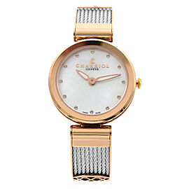 Charriol Forever 32mm White MOP Dial Steel Ladies Quartz Watch