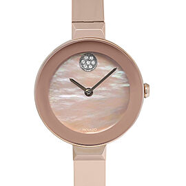 Movado Bold 28mm Rose Gold Tone Steel MOP Dial Quartz Ladies Watch