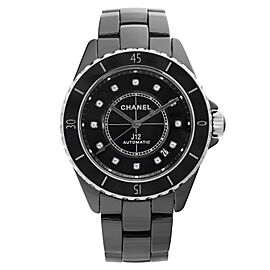 Chanel J12 38mm Ceramic Diamonds Black Dial Automatic Ladies Watch