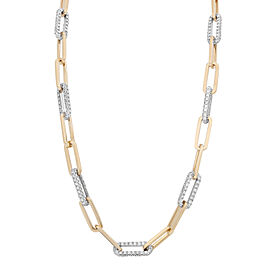 Rachel Koen 7.43Cttw Diamond Paper Clip Link Chain Necklace