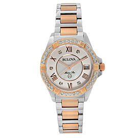 Bulova Marine Star Rose Gold Steel Diamonds MOP Dial Quartz Ladies Watch