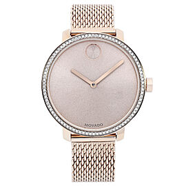 Movado Bold Shimmer Rose Gold Steel Pale Rose Dial Quartz Ladies Watch