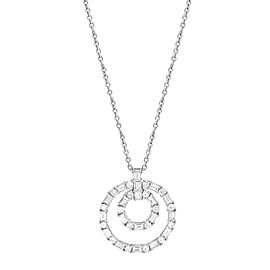 True 1.70Cttw Baguette & Round Diamond Double Ring Pendant Necklace