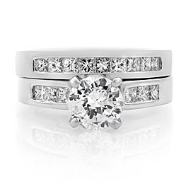 True 1.80Cttw Diamond Engagement Ring Set 14K White Gold Size 5.5