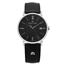 Maurice Lacroix Eliros 38mm Steel Black Dial Quartz Mens Watch EL