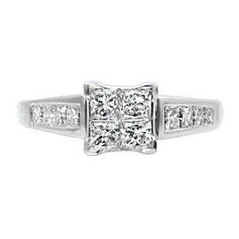 True 1.00Cttw Princess Cut Diamond Engagement Ring 14K White Gold Size 6